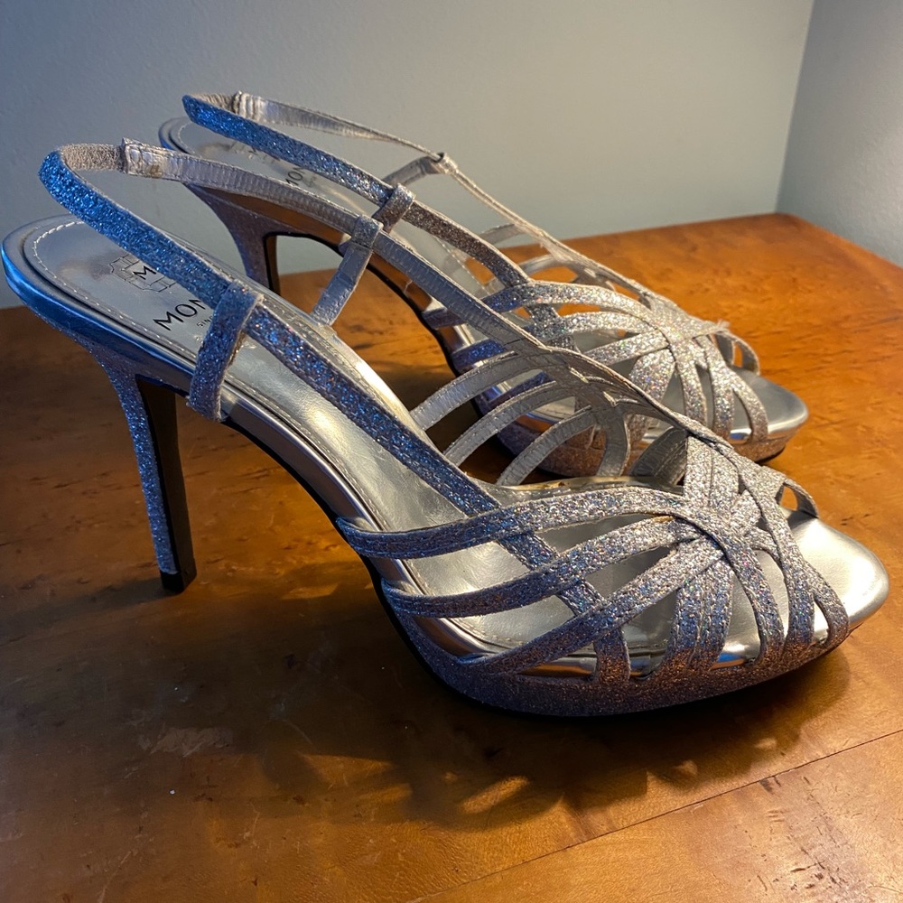 Silver sparkle heels
